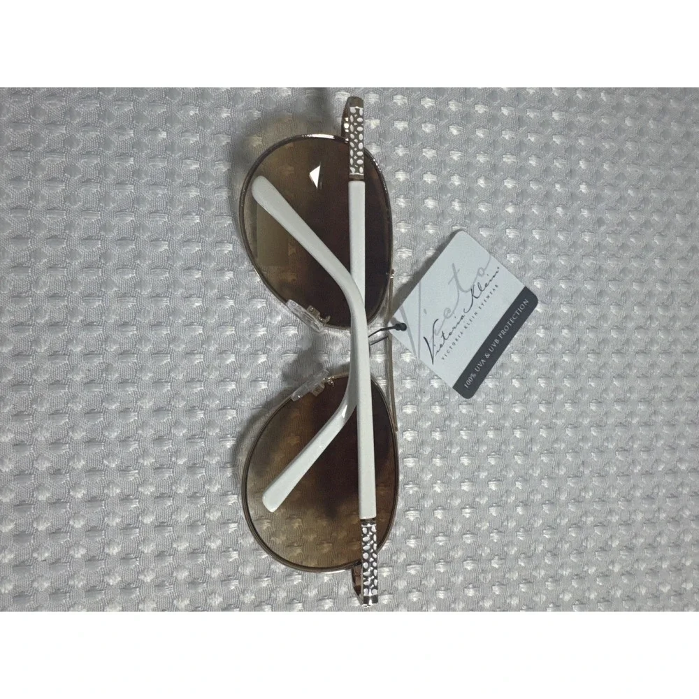 Victoria Klein Sunglasses Womens OS VK01 Gold White Aviator NWT
